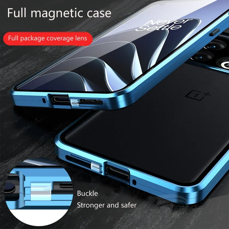 

360 Full Protection Metal Magnetic Double-sided Glass Snap Lock Case For OnePlus Nord CE 3 2 Lite 5G Lens Cover Phone Cases