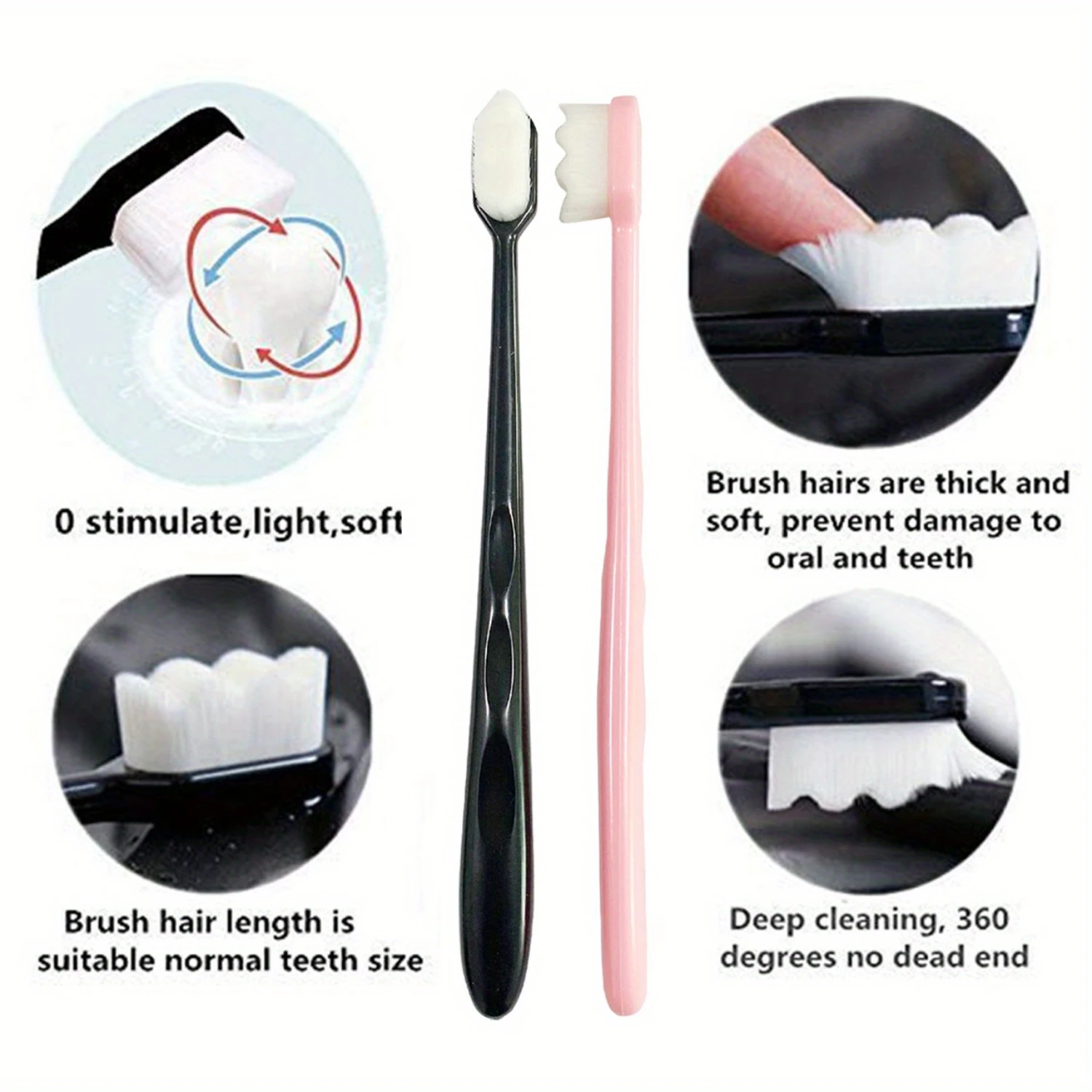 10pcs Nano Soft Bristle Toothbrush Set - Ultra Fine Disposable Toothbrushes for Deep Clean, Gentle  Care, Non-, Manual Toothbrus