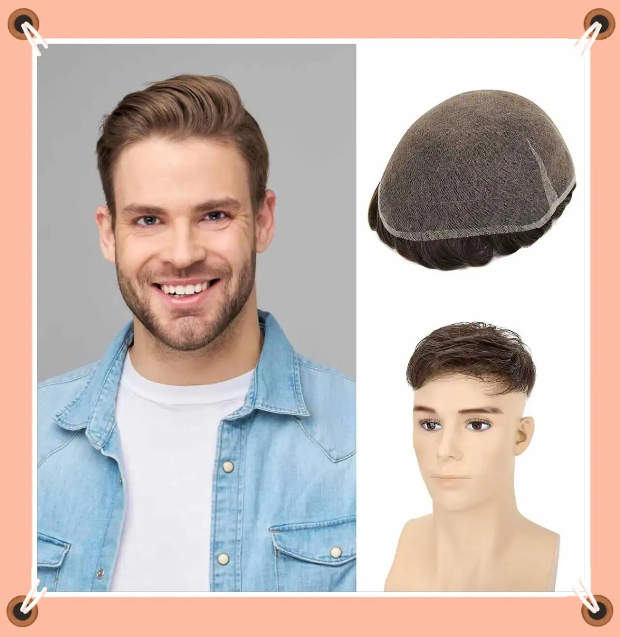 TUL03 Super Fine Swiss Lace Hair System Lightweight and Comfortable Fit Lace Hairpiece Full Swiss Lace Indian Remy Human Hair