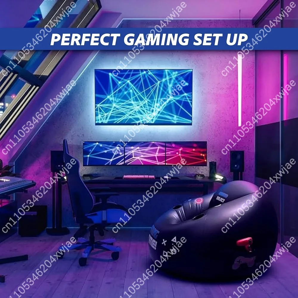 Inflatable Gaming Chair with Cup Holder and Side Pocket Portable Sofa for Gamers Black Home Office Living Room Furniture view 6