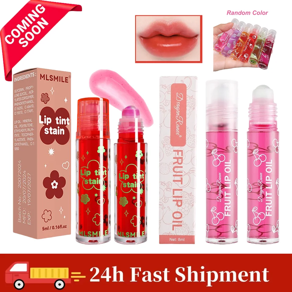 Brillo de labios fruta fresca Roll-on bálsamo labial labios imprimación de maquillaje hidratante claro aceite de labios transparente cuidado de labios hidratante de larga duración