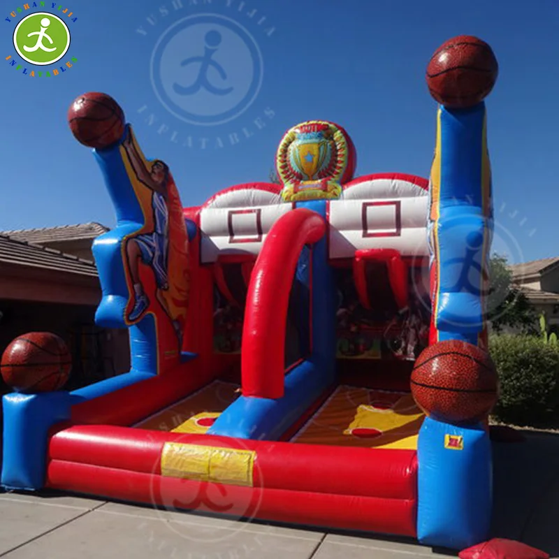 Commercial Outdoor Adult Durable PVC Inflatable Basketball Game With Two Hoops For Entertainment