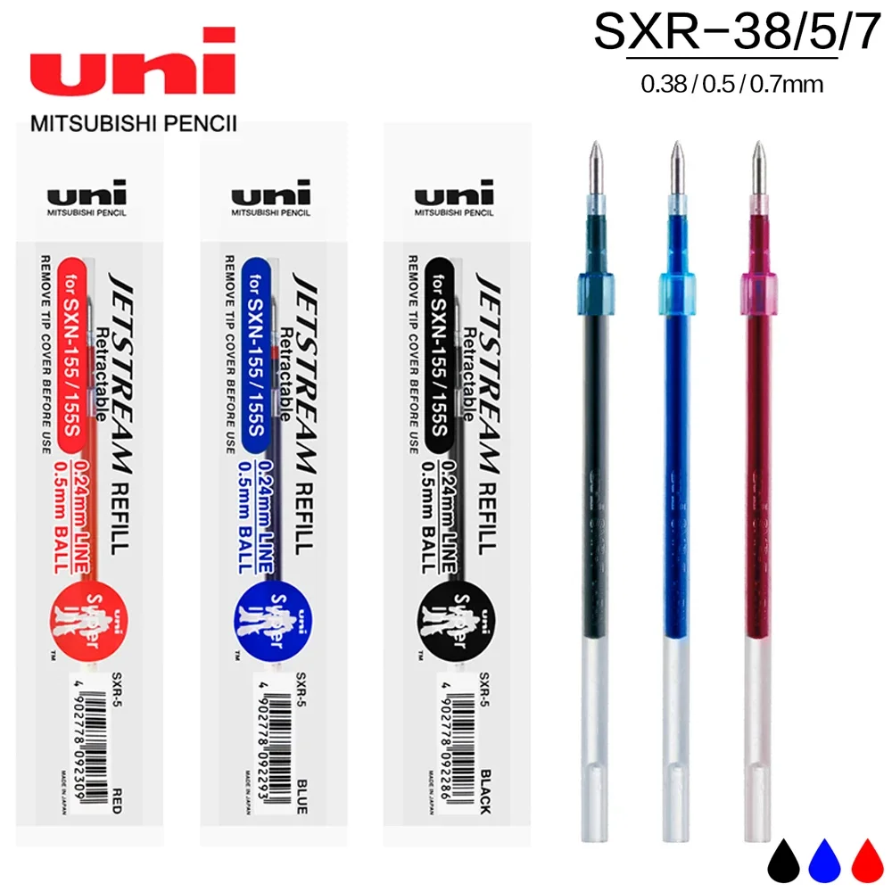 UNI Gel Pen Refill Jetstream Series Low Friction Fast Dry Smooth Writing Use SNX Series Ballpoint Pen 0.38/0.5/0.7mm Stationery