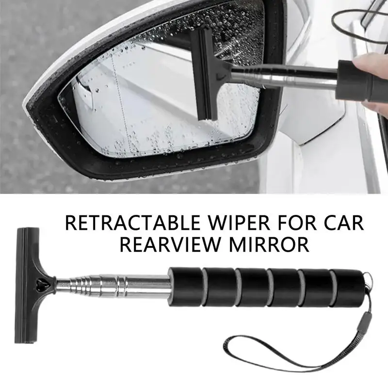 Mini Squeegee For Car Mirror Side Mirror Squeegee Rear View Mirror Wiper With Telescopic Rod Portable Cleaning Tool For Car