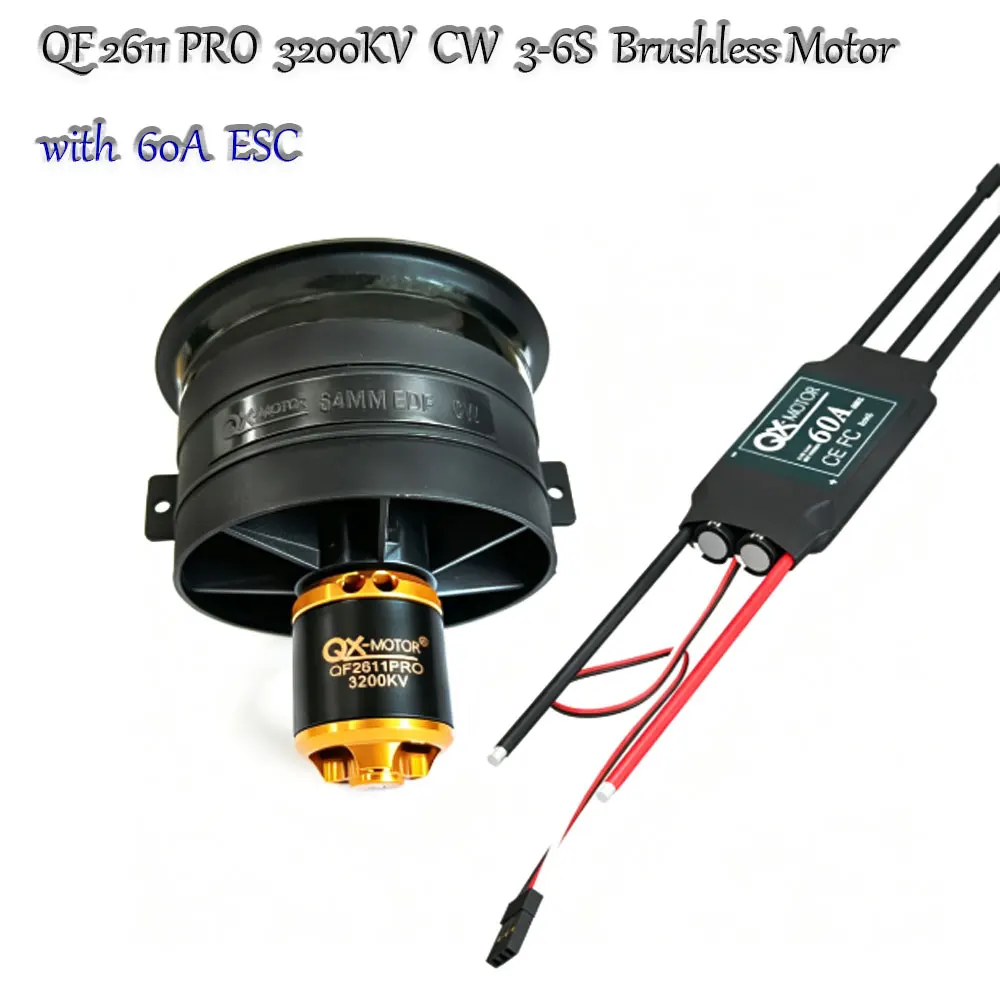 QX-MOTOR QF2611 PRO 64mm 2900KV 3200KV 4000KV EDF Ducted Fan Brushless Motor 3-6S with 40A 60A ESC for RC Jet Airplane Model