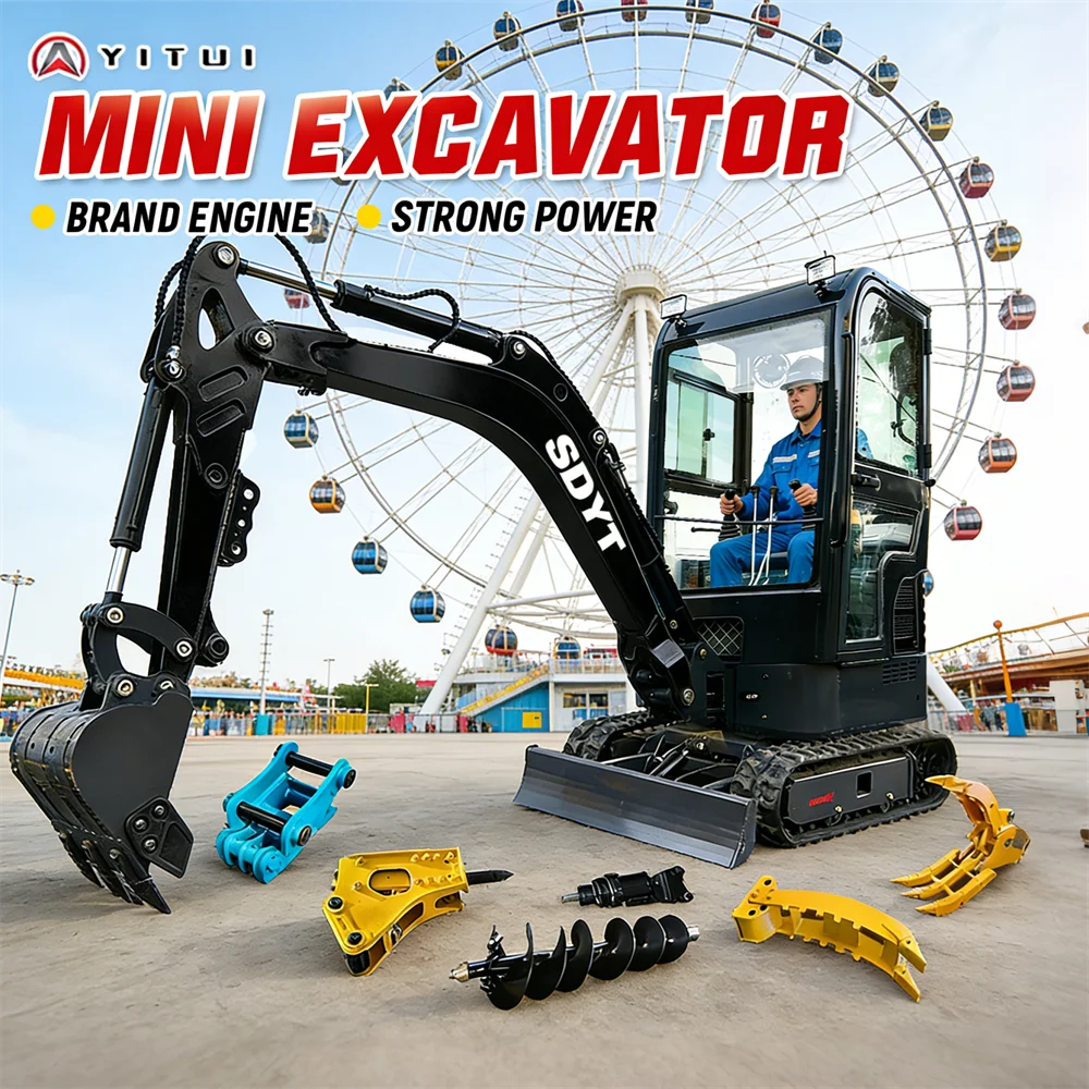 Miniexcavadora de orugas antideslizante para el hogar Epa Euro 5, cabina de 2 toneladas de alto rendimiento, compatible con personalización