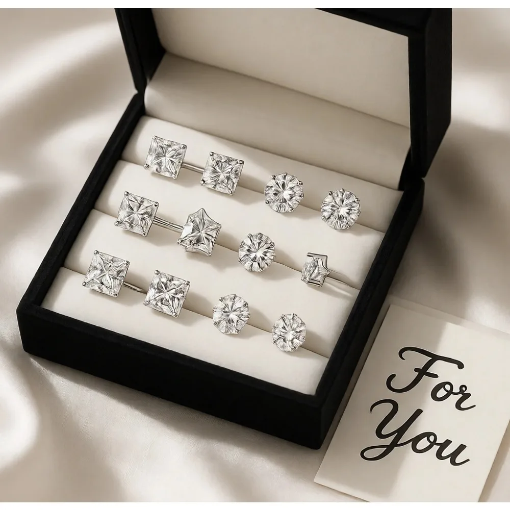 

Гипоаллергенные серьги-гвоздики из нержавеющей стали с кубическим цирконием, набор для женщин, мужчин и девочек