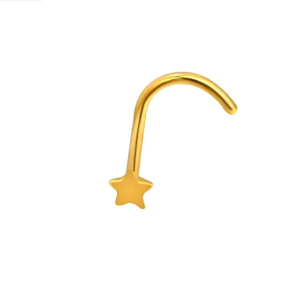 1Piece Fashion Nose Piercing Jewelry 20G Stainless Steel  L Shape Nostril Nariz Nose Studs for Women Cute Flower Star Nose Rings