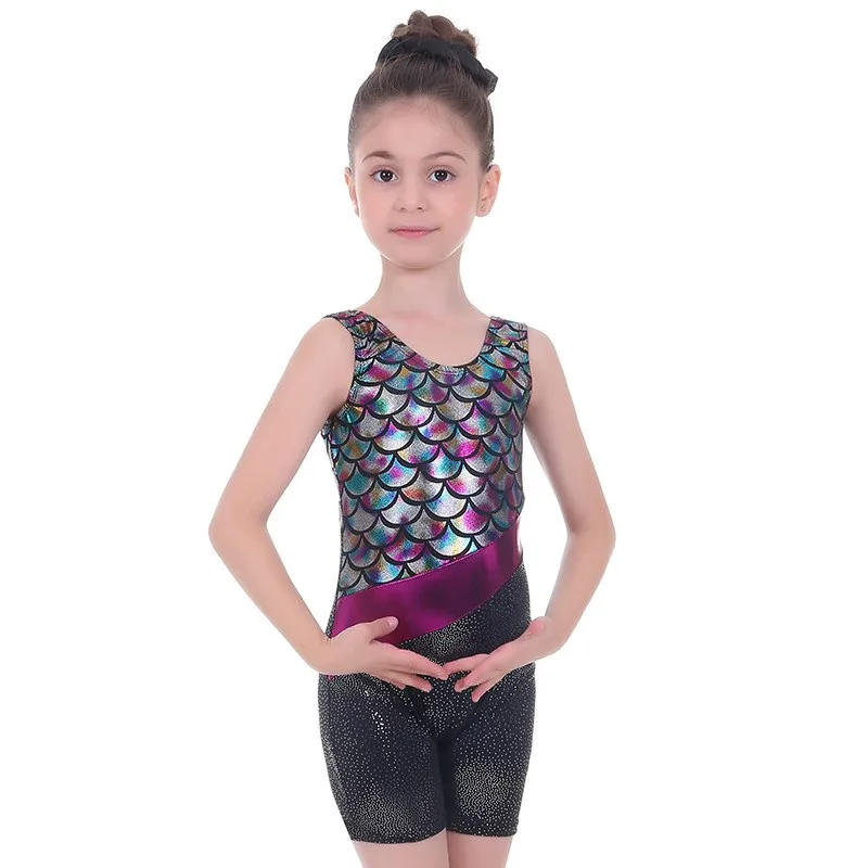 5-12 Years Old Fashion Girls Gymnastics Leotards Sizes Short Girls\' Dancewear Jumpsuit