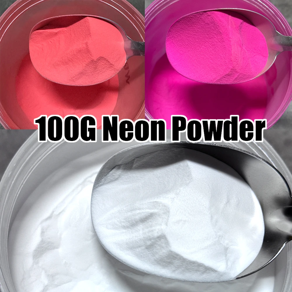 100G Neon Acrylic Phosphor Nail Powder 12 Fluorescent Color Nails Pigment Iridescence UV Bright Phosphor Dust Manicure supplies-