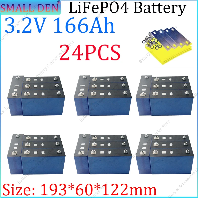Nieuwe 24PCS 3.2V 166Ah 170Ah Lifepo4 Batterij Grote Capaciteit DIY 12V 24V 36V 48V jacht Toervoertuig Zonne-energie Opslag