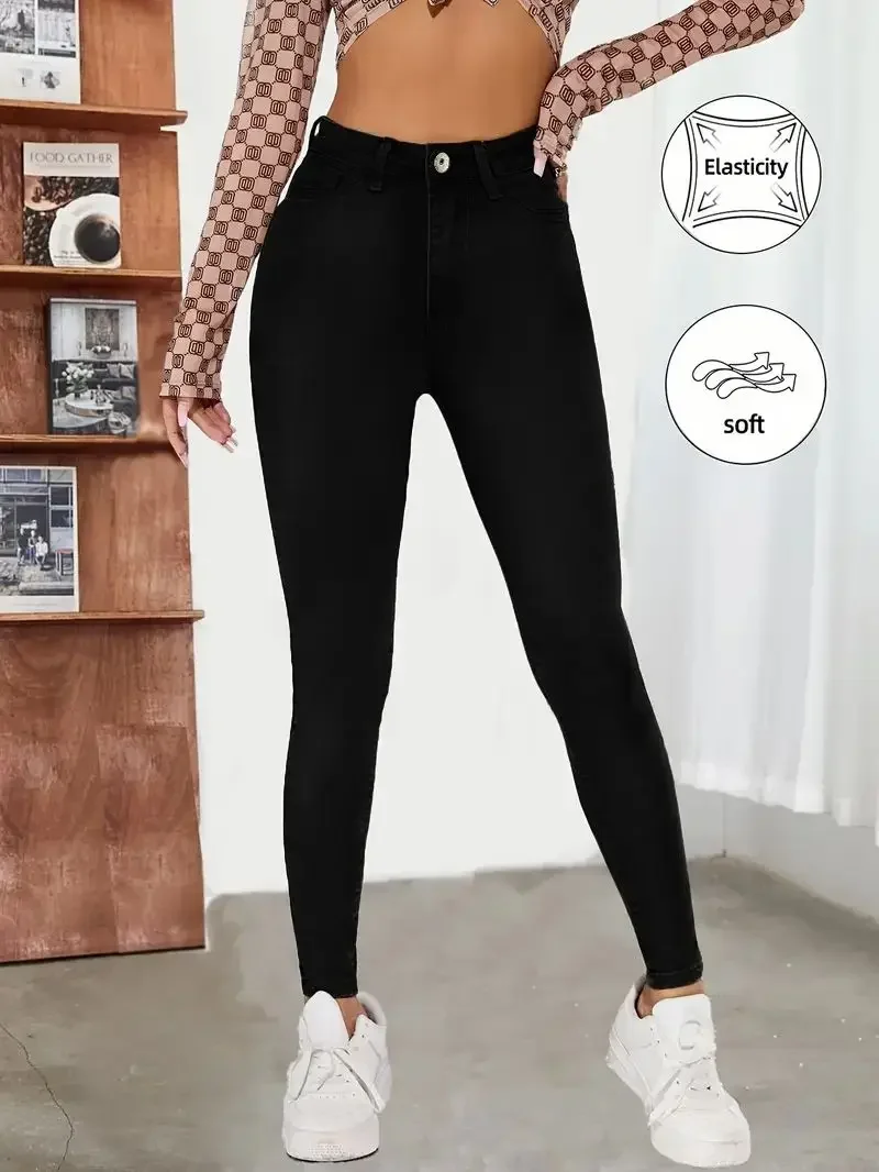 

Джинсы Y2k для женщин, винтажный стиль, черные эластичные узкие джинсовые брюки с высокой талией, повседневные модные брюки, удобная посадка