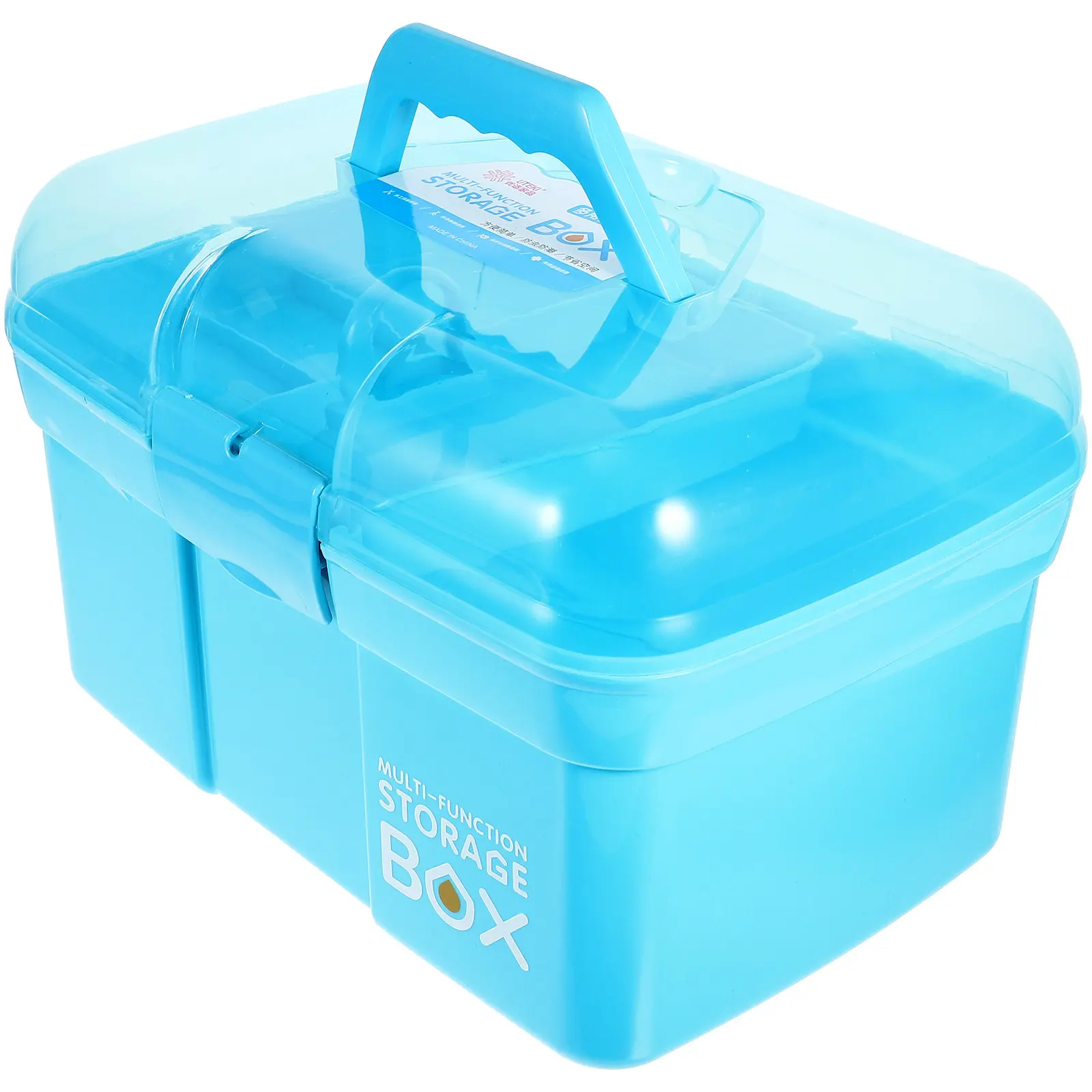 

Portable Medicine Box 31X20X20Cm Blue Double Layer Large Capacity Storage Organizer For Home Travel First Aid Plastic