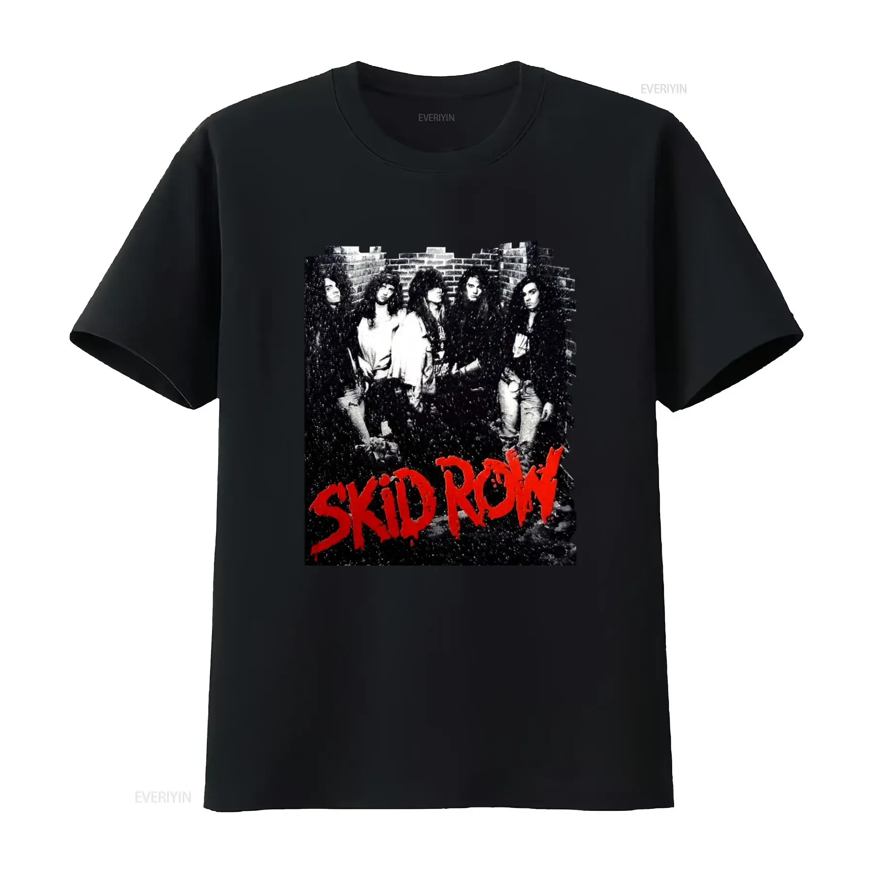 Camiseta con estampado de la gira de conciertos de 1989 de la banda de metal rock SKID ROW, talla estadounidense, estilo vintage, lavada, suave, para uso diario, a la moda, elástica.