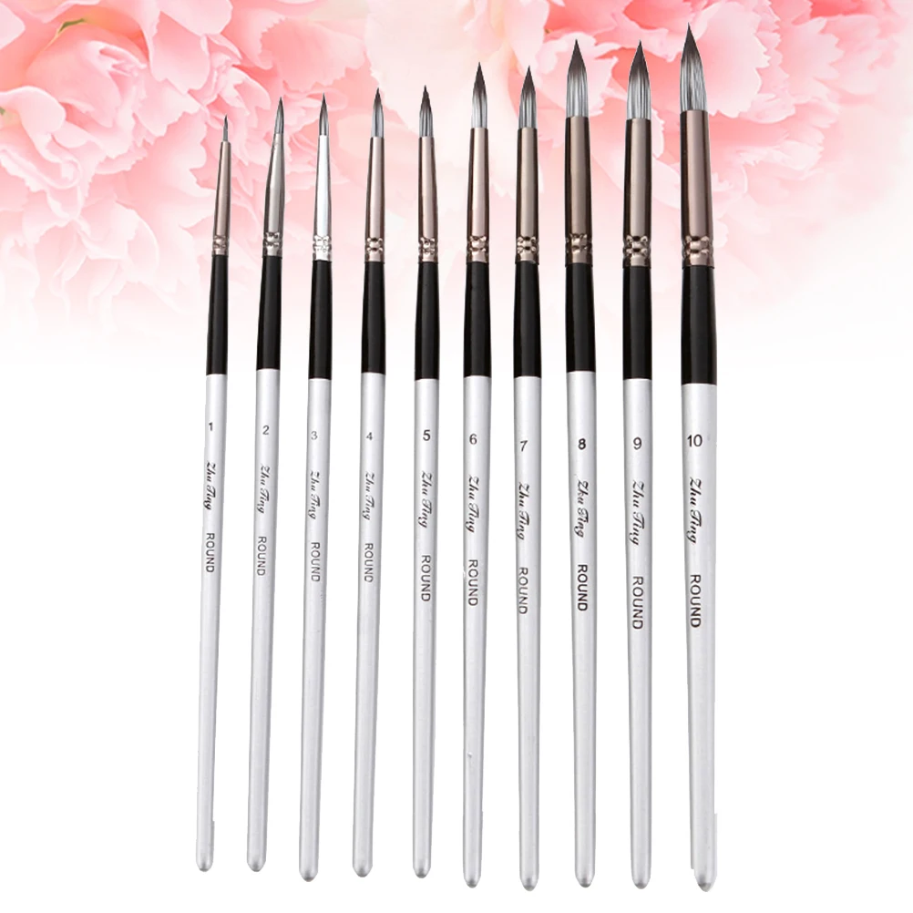 

10 PCS Watercolor Brush Flexible Fine Paint Pen Coating Aluminum Bamboo Miniature Set Hand Drawing