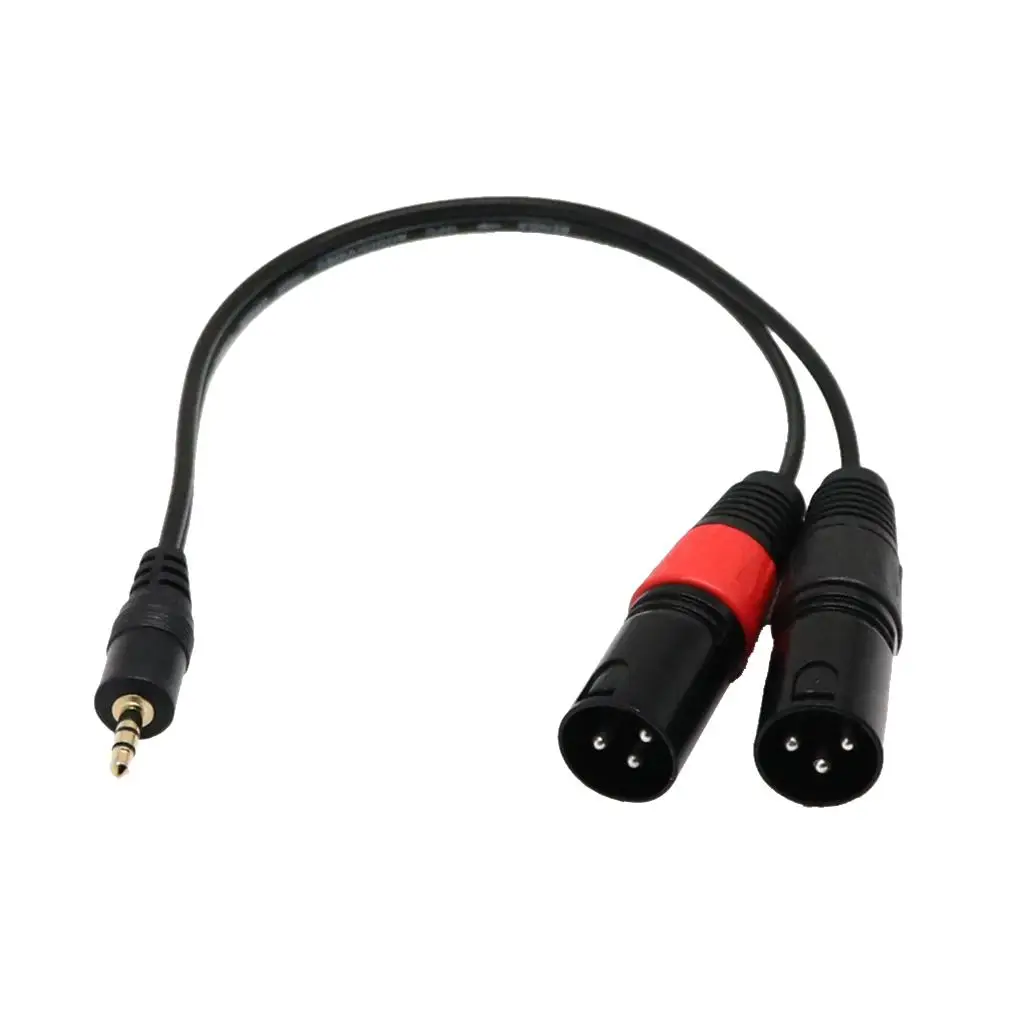 1Ft 1/8 '' 3.5mm Stereo Jack Plug TRS Audio to Two 3 Pole XLR