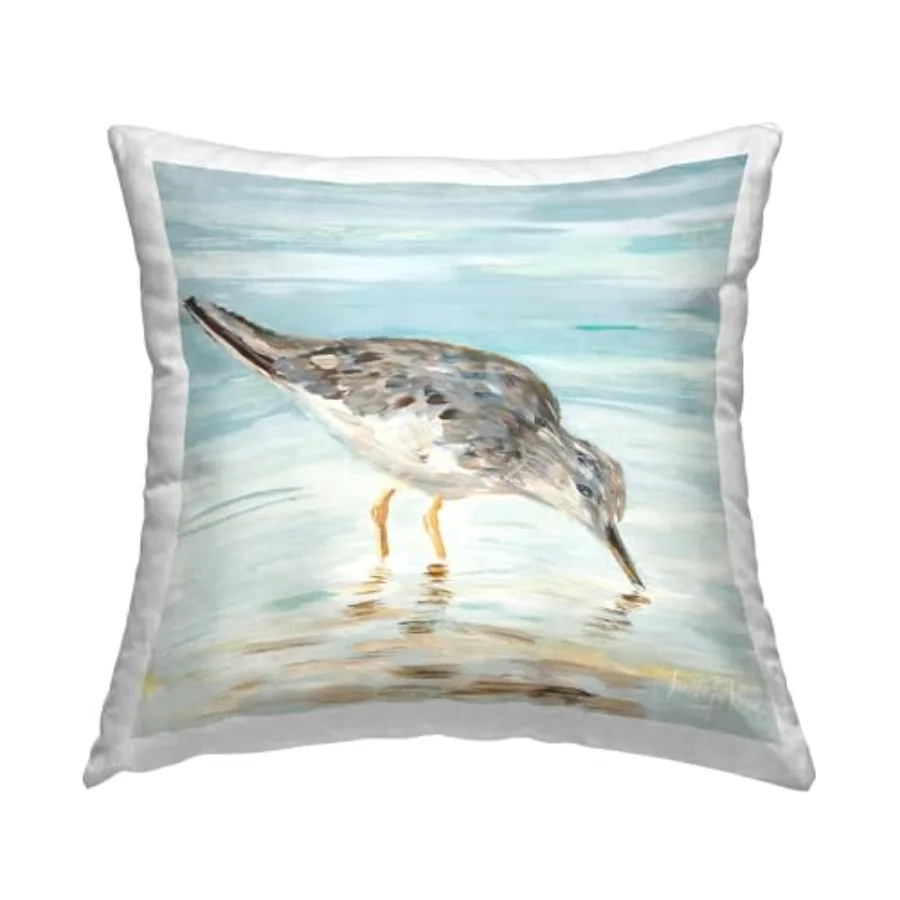 

Серая декоративная подушка с принтом Grey Beach Sandpiper, 18 x 18 дюймов