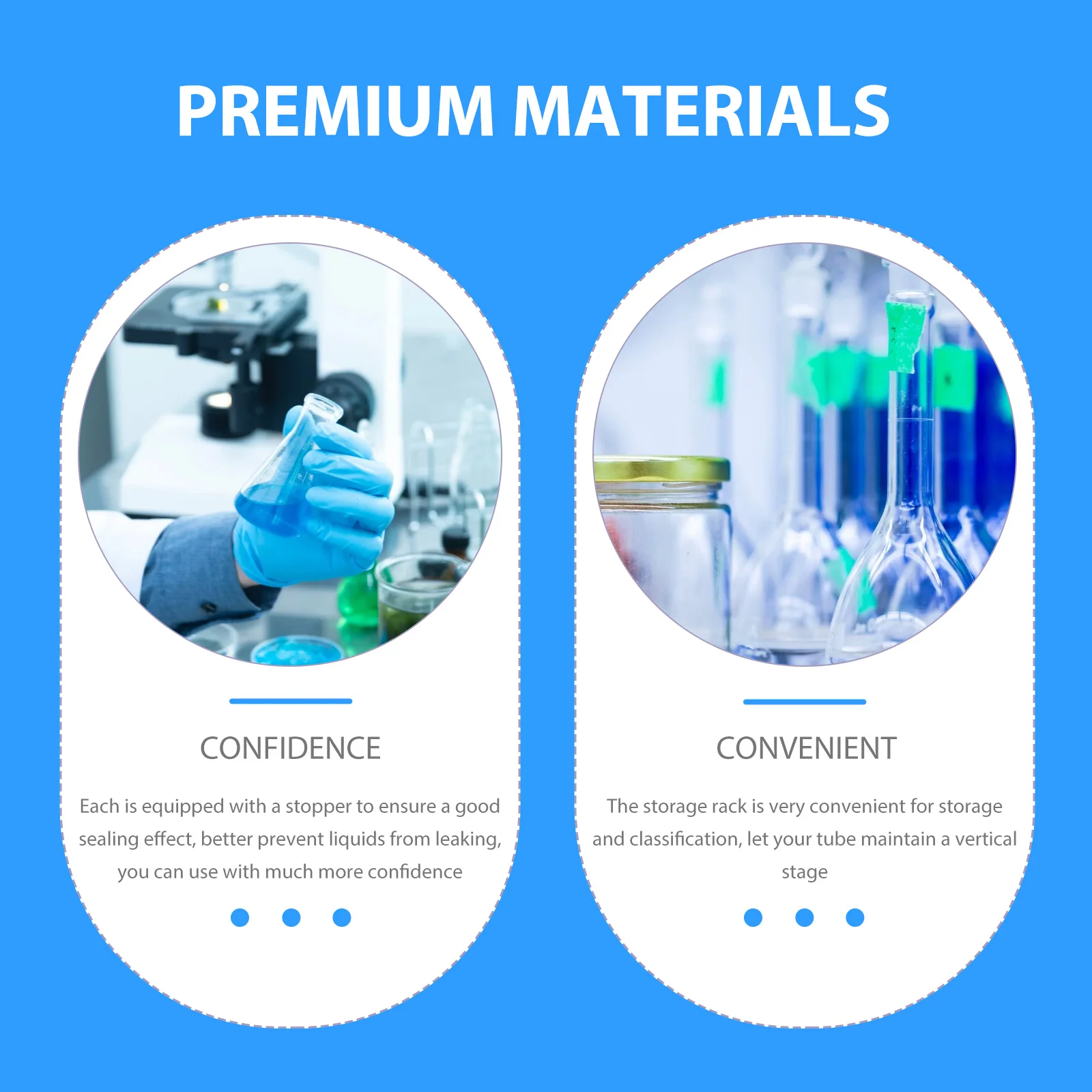 Test Tube Kit Experiment Tubes with Lids Kits for Testing Caps Vials Beaker Container Student