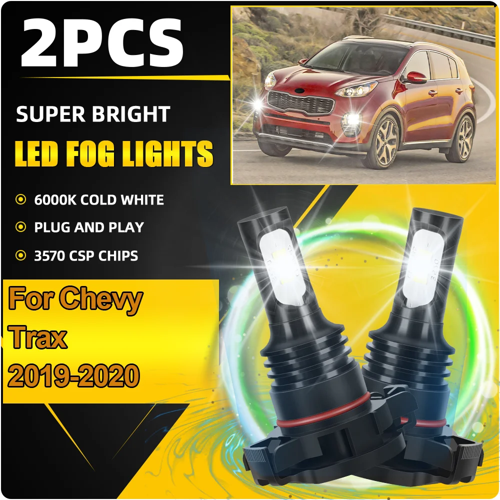 

2Pcs LED Canbus Car Fog Light Bulbs 20000LM Super Bright 6000K White Auto Fog Lamps 12V High Powewr For Chevy Trax 2019-2020