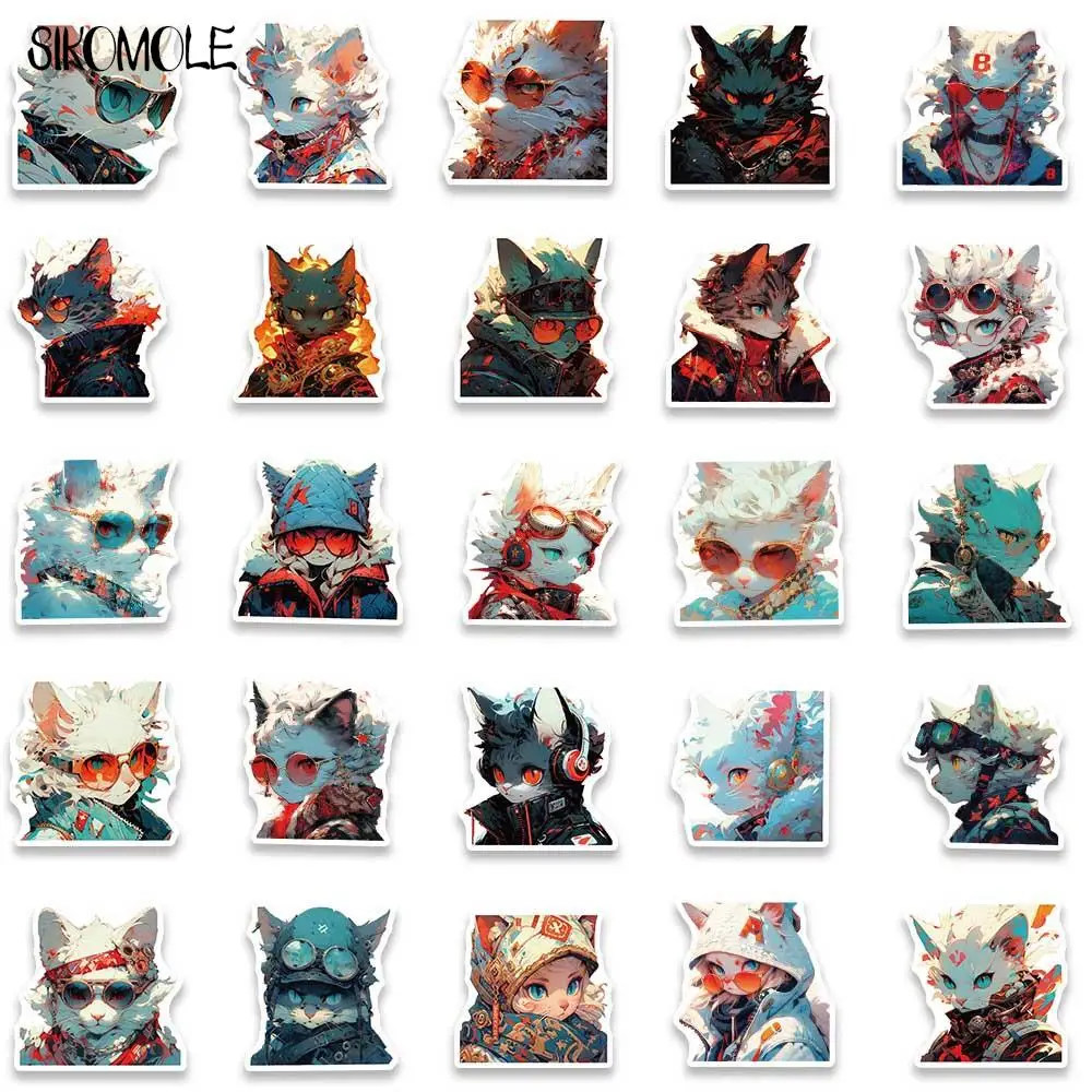 10/30/50PCS Cartoon Anime Cyberpunk Cat Anime Stickers Kawaii DIY Travel Luggage Guitar Fridge Laptop Graffiti Sticker Kid Decal