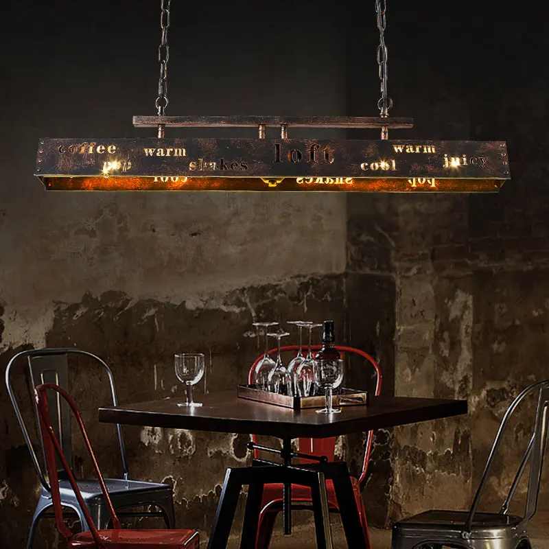 

Vintage American Restaurant Metal Pendant Lamp Industrial Style Specialty Bar Cafe Farmhouse Counter Rust Colored Pendant Lights