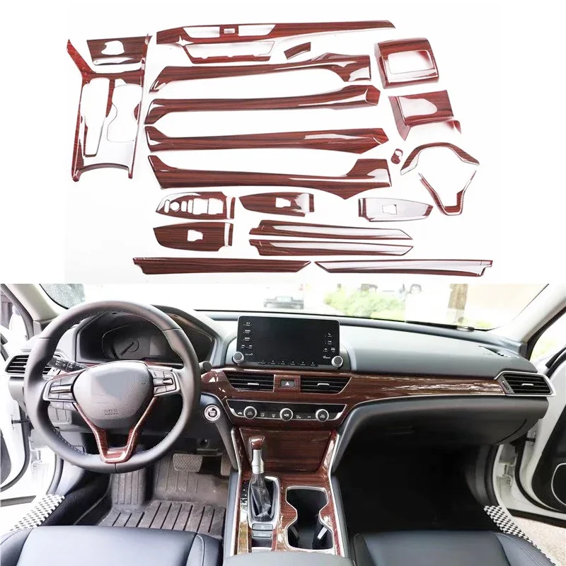

Для Honda Accord 10th 2018 деревянная цветная панель приборной панели, вентиляционное отверстие, оконный подъемник, внутренняя дверная крышка, наклейка, украшение автомобиля