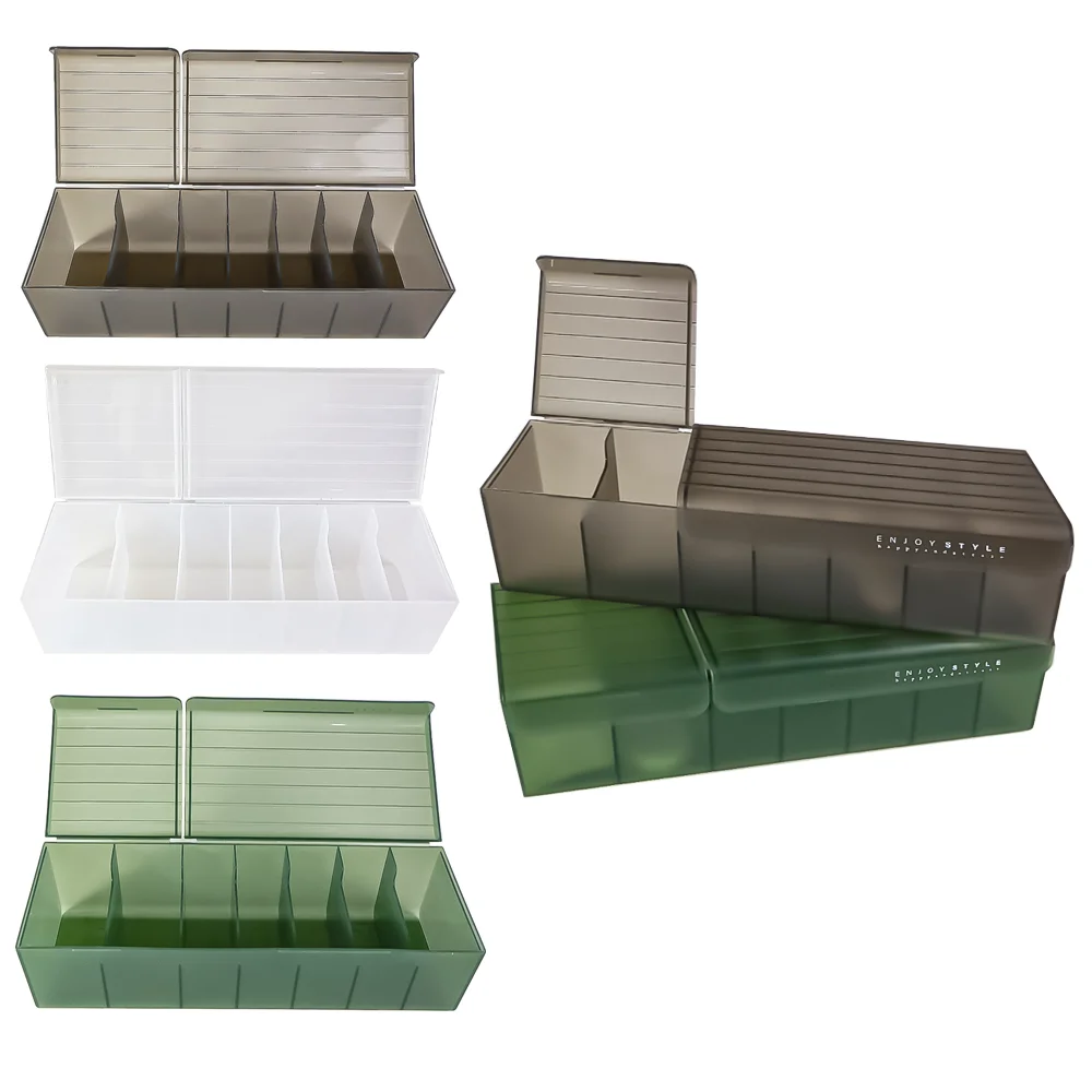 

Multi-Compartment Plastic Card Organizer with Flip Lid for Storing Game Cards