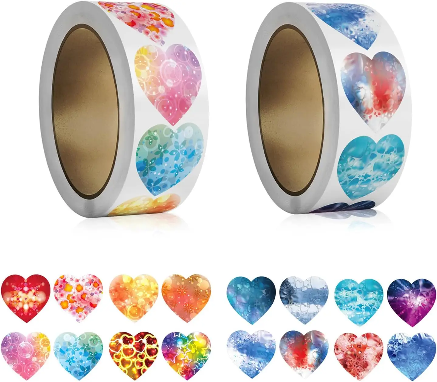 500–1000 Stück bunte Herz-Aufkleber, (16 Designs), 2,5 cm große Herz-Aufkleber für Valentinstag, Hochzeit, Geburtstag, Party-Dekoration