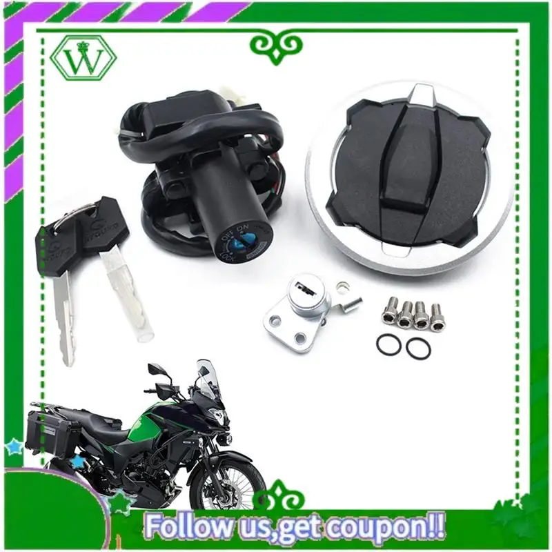 

AC34-Motorcycle Ignition Switch Gas Fuel Tank Cap Cover Seat Lock Set With Keys For KAWASAKI Versys-X300 KLE 300 2017-2021 Parts