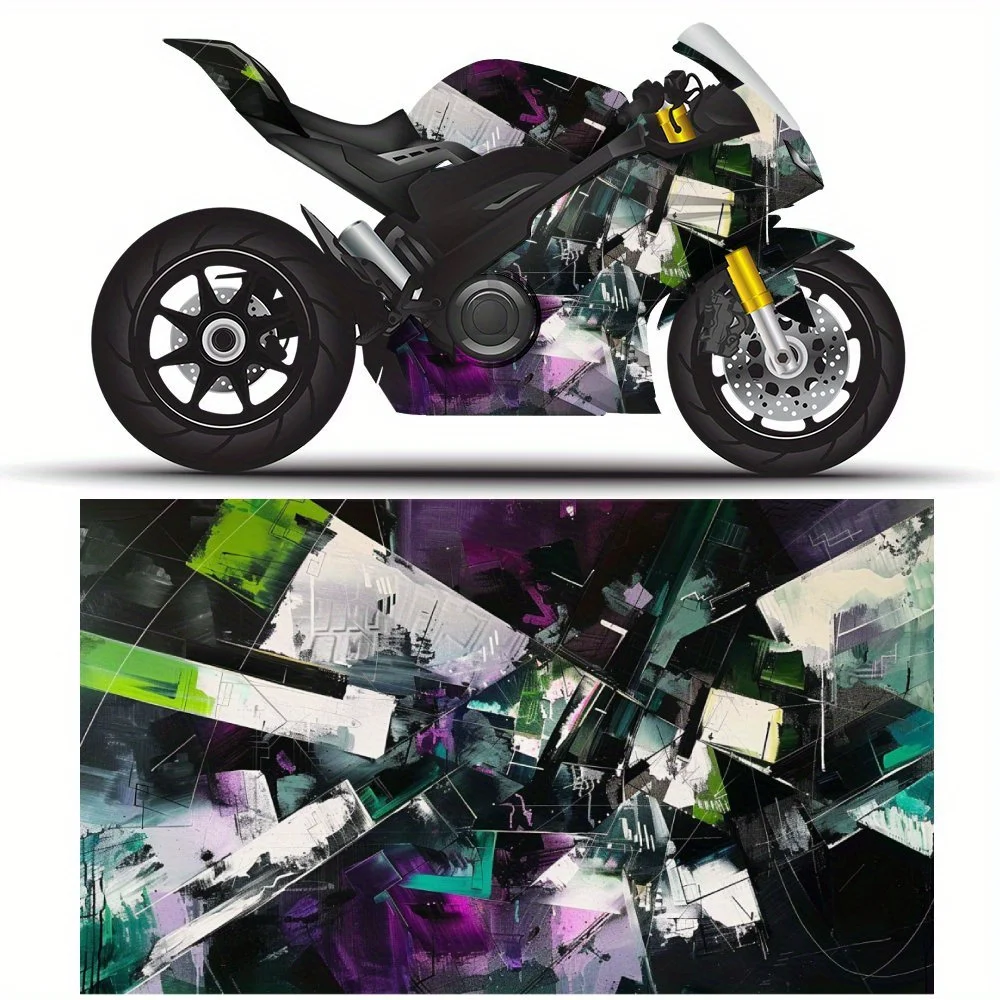 

2 PCS Motorcycle self-adhesive PVC sticker with Abstract Geometric Art pattern, motorcycle body film, suitable for most motorcyc