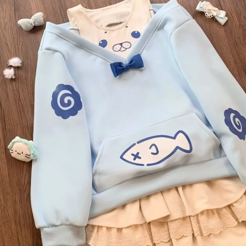 

Kawaii Harajuku Print Sweatshirt Women O-Neck Long Sleeve Soft Loose Casual Daily Wear Cute Aesthetic Tops Winter Japanese Coat