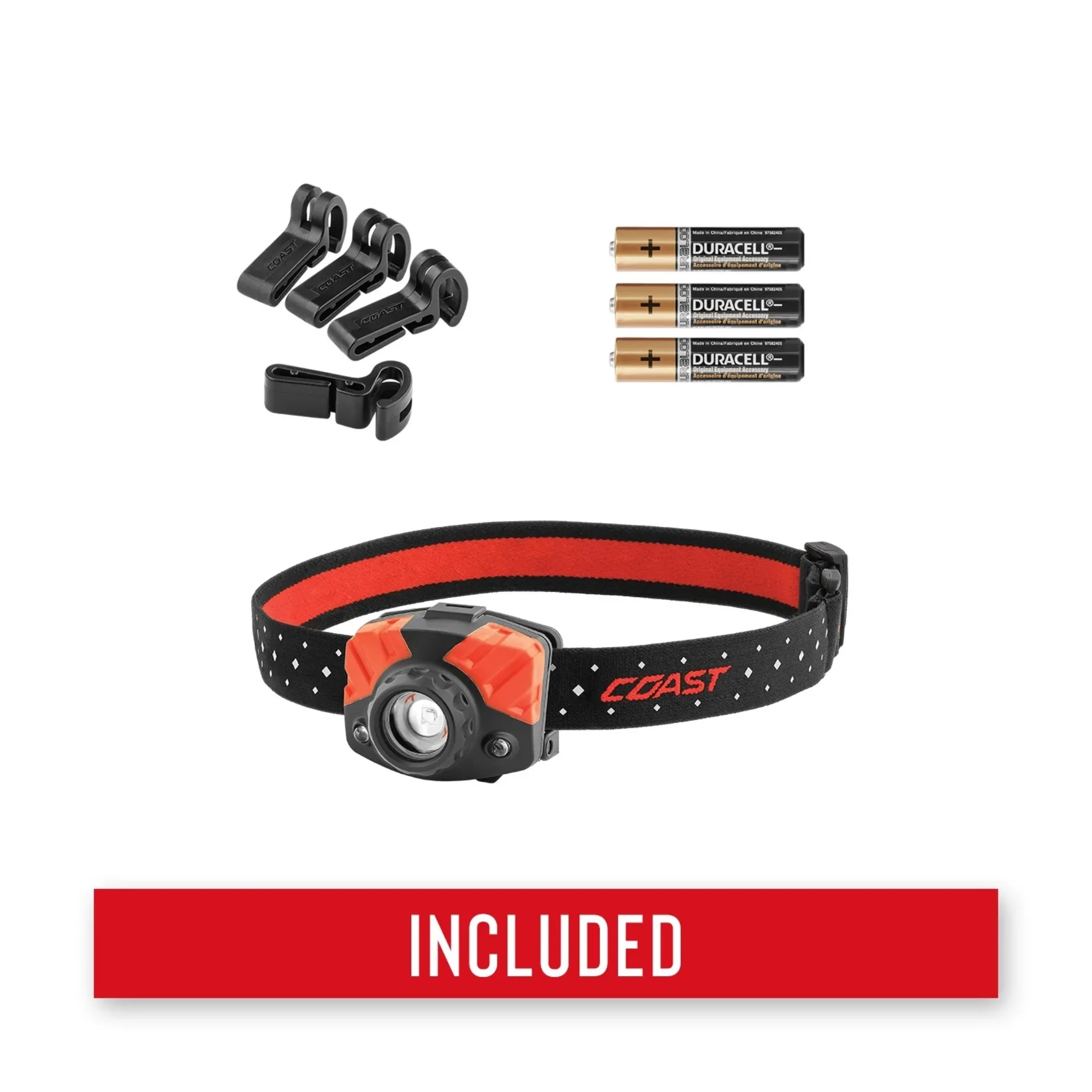 65 デュアルカラー、ホワイト、レッド 415 ルーメン フラッドビーム LED ヘッドランプ 3 x 単三電池 3.3 オンス。