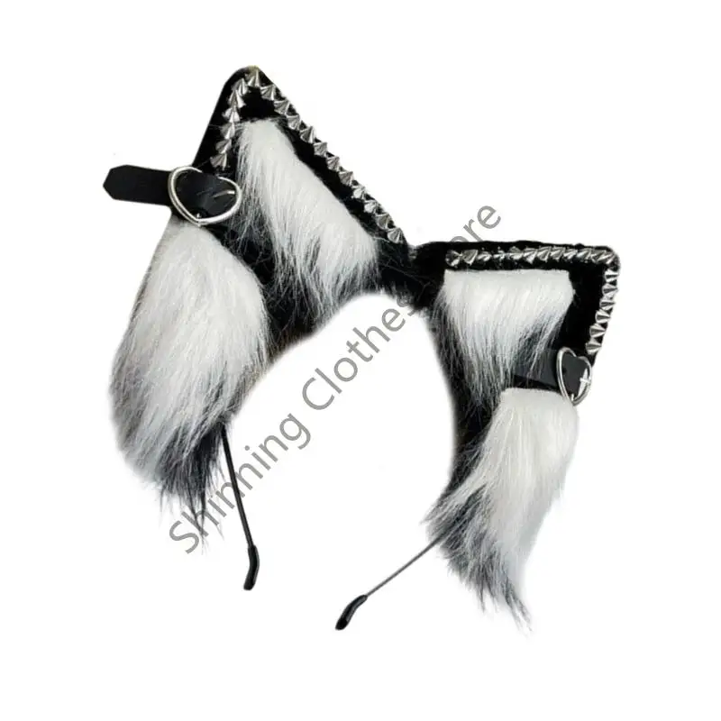 M68A فو فراء الثعالب الذئب آذان رئيس عصابة فروي آذان حيوانات الشعر ملحقات الشعر