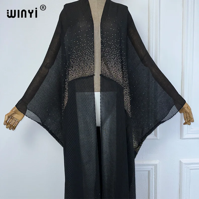 WINYI-Kimono africain pour femmes, cardigan, robe de plage, vêtements de plage, abaya, dubaï, luxe, été, 2024