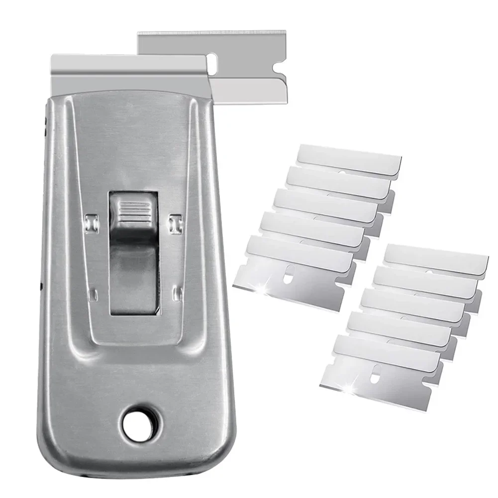 Imagem -05 - Espátula de Limpeza para Vidro Raspador de Cerâmica Removedor de Limpeza Lâminas de Aço Ferramenta de Limpeza com 10 Lâminas Fogão-ferramentas 11 Pcs