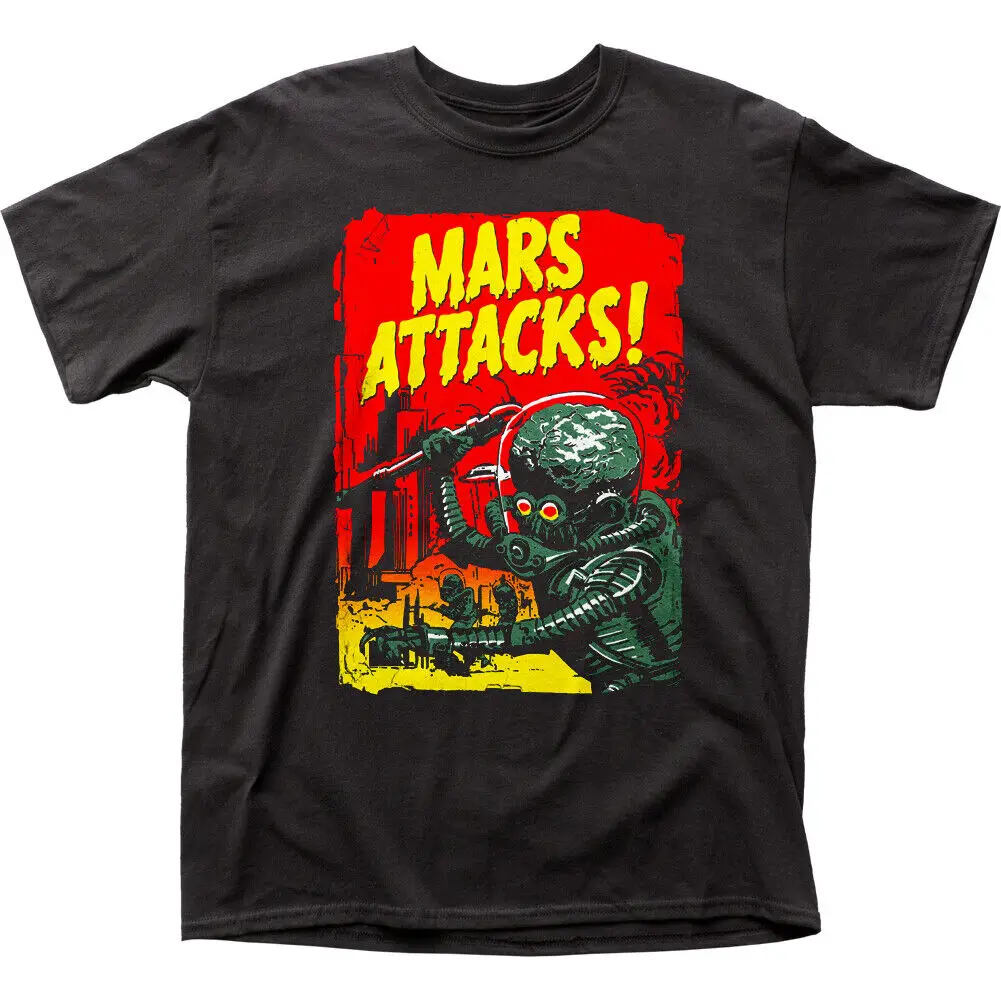 Mars Attacks Gradient Poster T Shirt Mens Licensed Movie UFO Aliens Tee Black