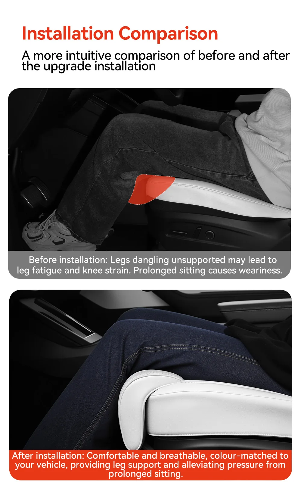YZ Für Tesla 2026 Model Y Juniper Beinstützenverlängerung Sitzbezug Model 3 Highland Memory Foam Verlängerungskissen Auto-Interieur – Detail 3