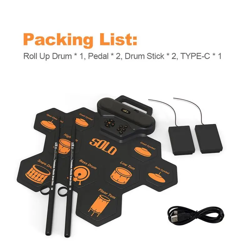 

Portable Electronic Drum Kit Drum Practice Pad Electric Drum Drum Pad Machine With 2 Pedals And 2 Drum Sticks Holiday Birthday