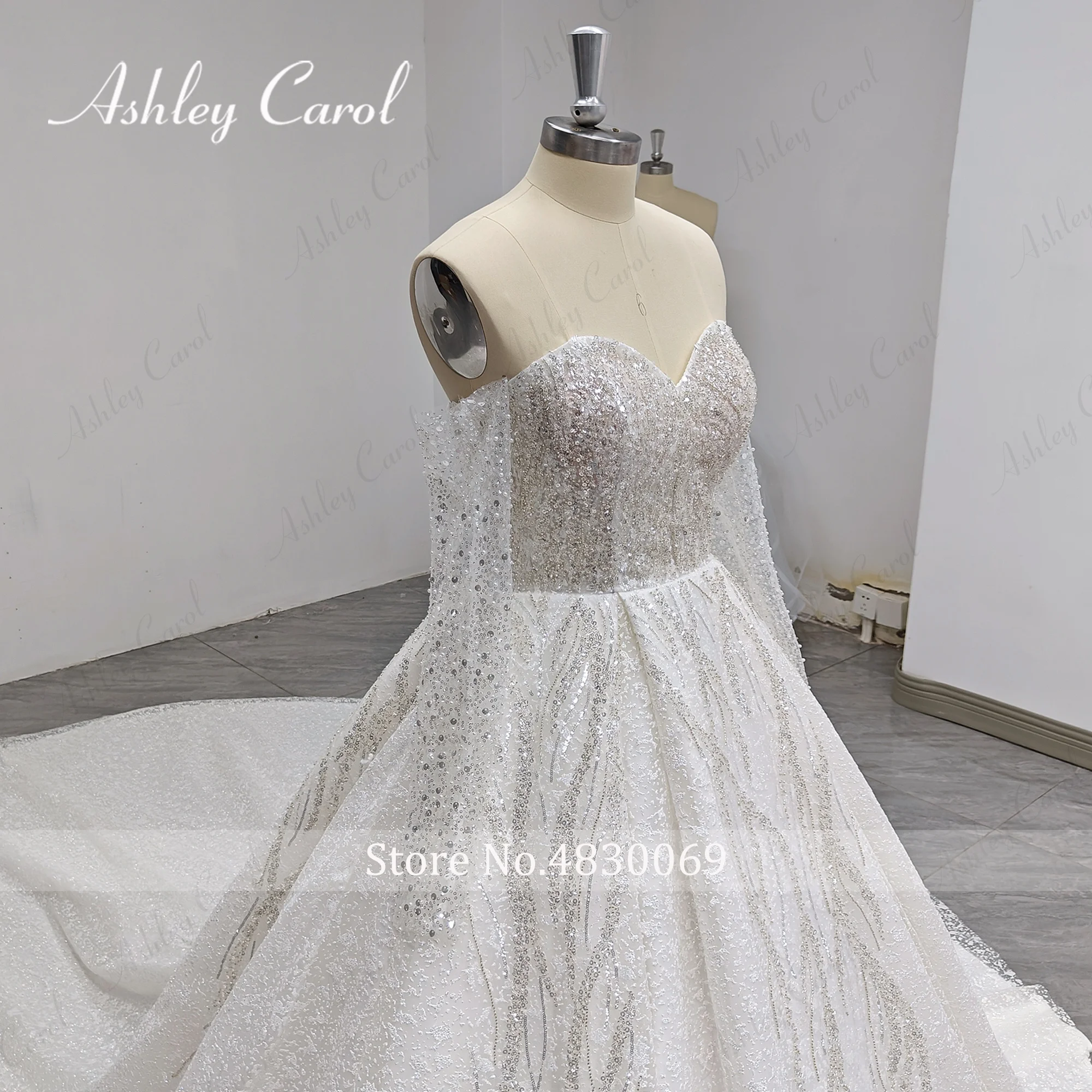 أشلي كارول الكرة ثوب الزفاف صور حقيقية العروس الأميرة حمالة متلألئ تول فستان الزفاف Vestidos De Novia