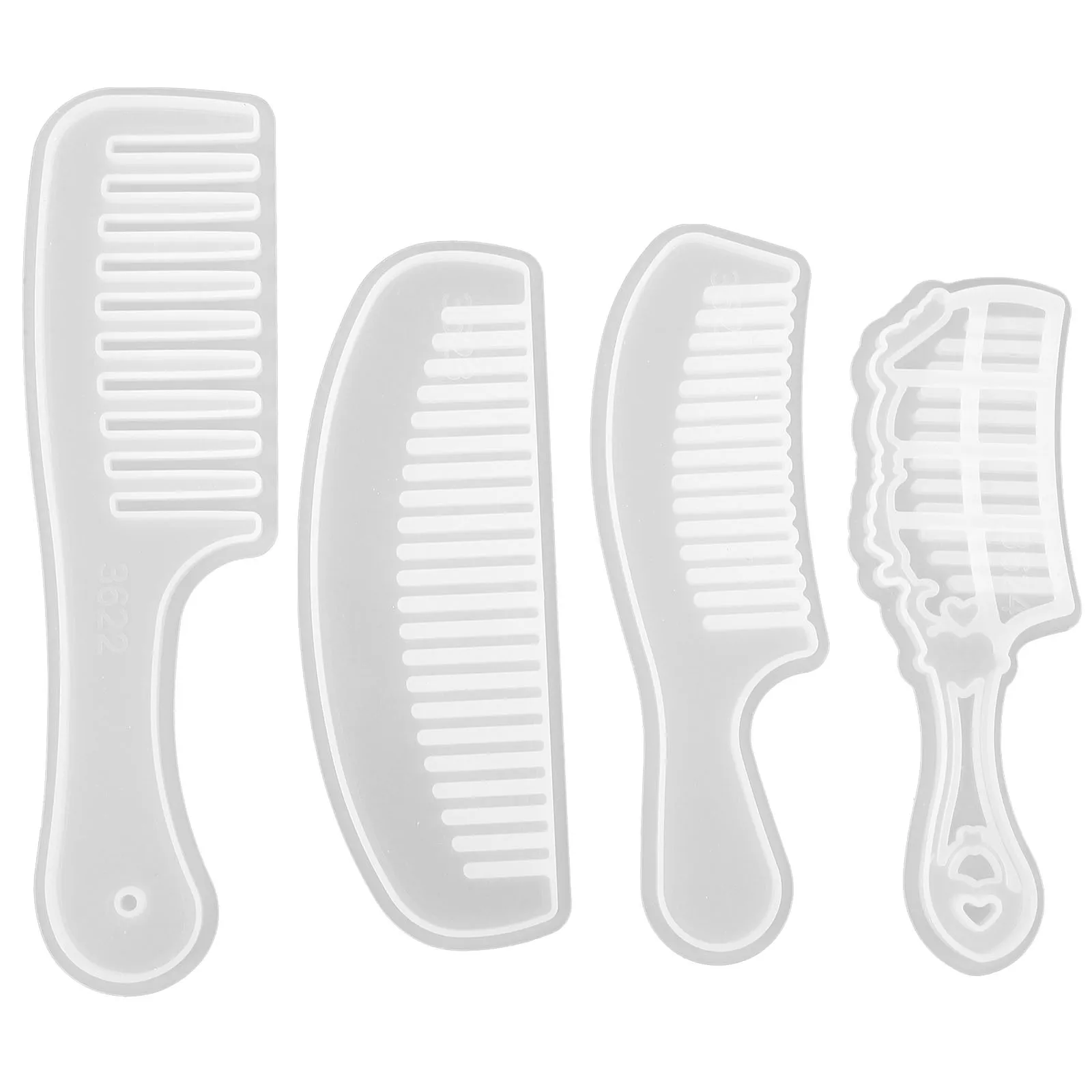 

4 pcs Crystal Resin Comb Molds Silicone Casting Molds For Diy Hair Comb Making Smooth Edges Reusable Craft Mold Tools