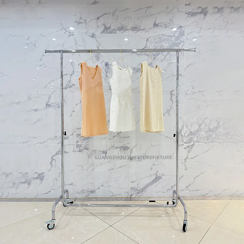 Customized. fashion sliver on sale simple metal retail clothing display stand clothes display garment boutique clothes rack with