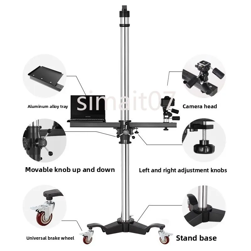 Photography Studio Camera Tripod - 20KG Load Capacity, 45-175cm Height, with Laptop Tray