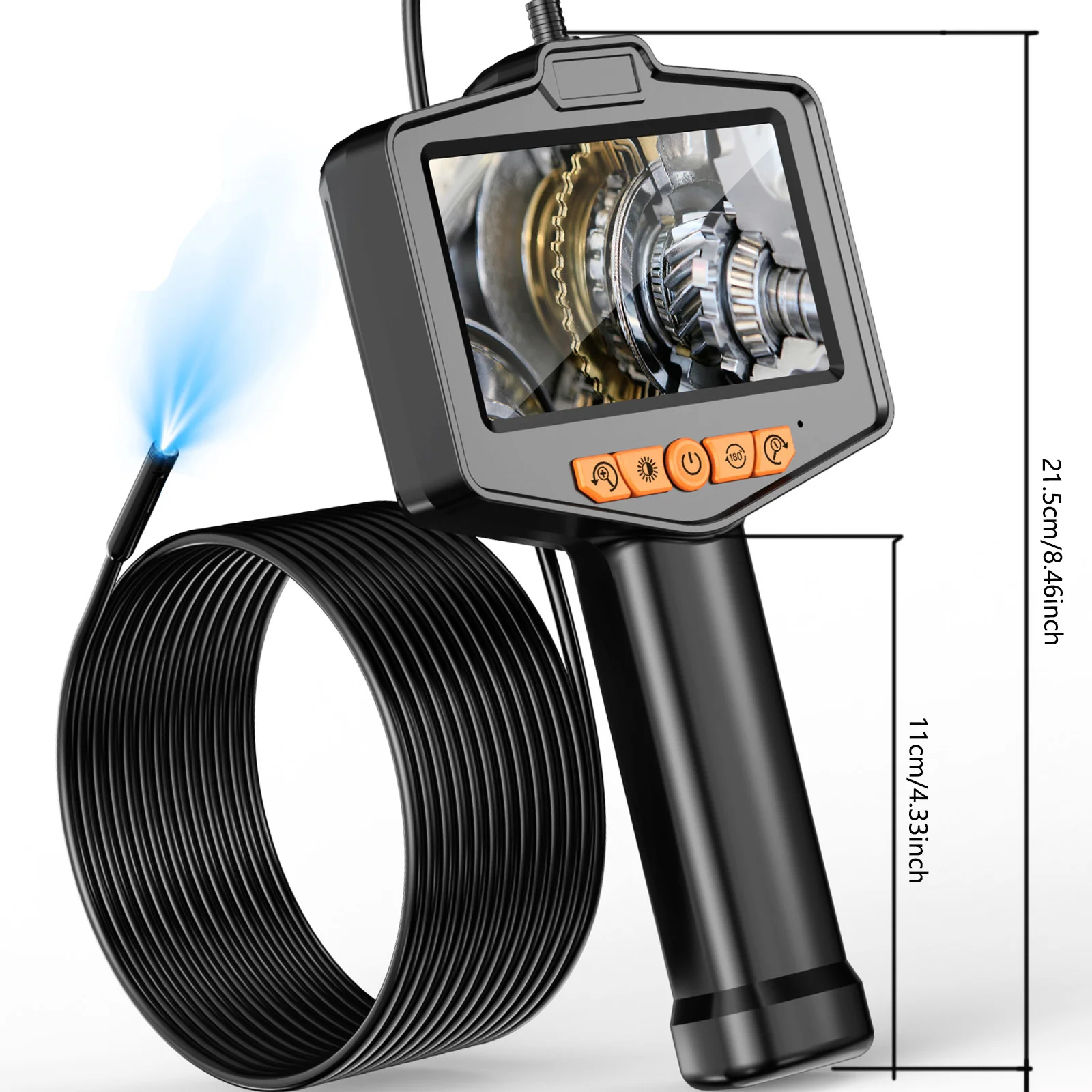 Industrial Endoscope Borescope Sewer Camera 1080P HD 4.3'' Screen 8mm Inspection Snake Camera for Pipe Engine Drain