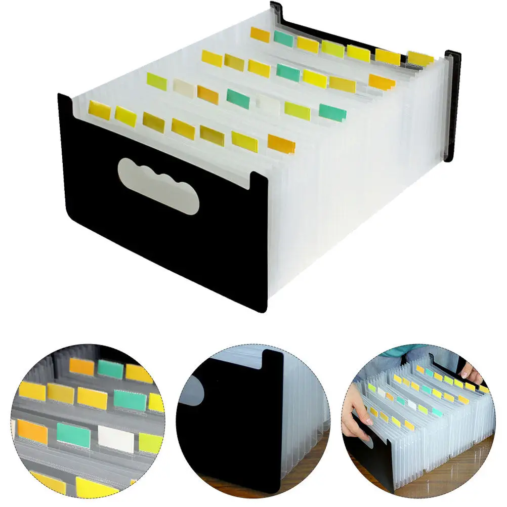 Mini Accordion File Organizer A6 Portable Expanding Document Folder Plastic Multi-Layer Office Supply