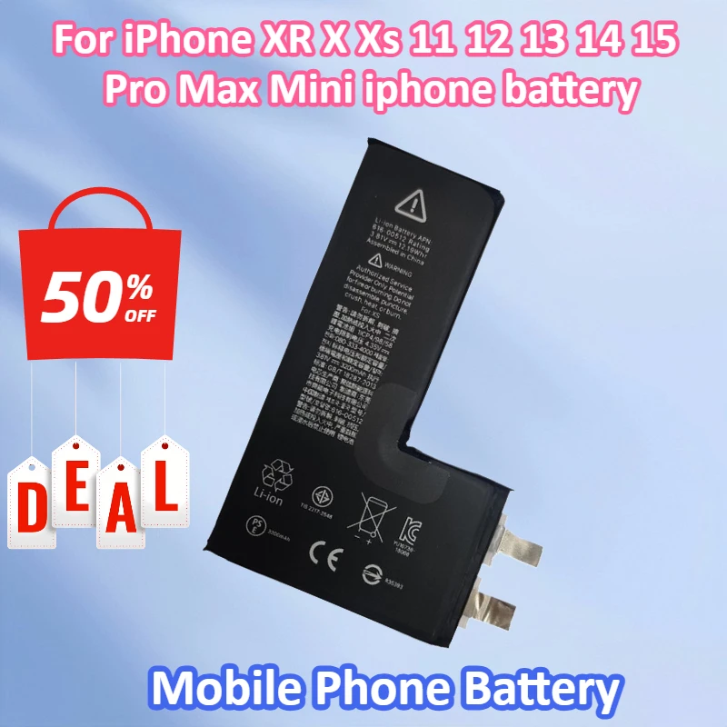 Brand New Mobile Phone Battery High Capacity for IPhone XR X Xs 11 12 13 14 15 Pro Max Mini Rechargeable Lithium Battery