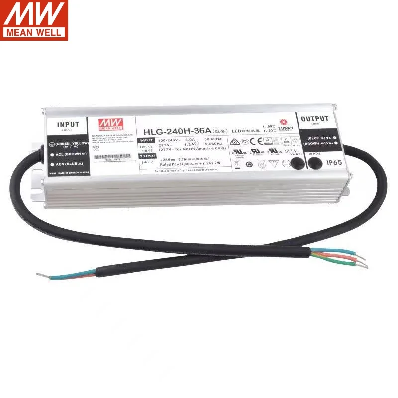 

MEAN WELL HLG-240H-36A 36V 6.7A Constant Voltage LED lighting Driver PFC water proof Switching Power Supply Brand New Original