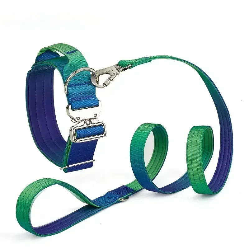 5MM Wide Pet Collar Gradual Change Color Traction Set Adjustable Nylon Dog Collar Supplies Medium and Large Dog Accessories