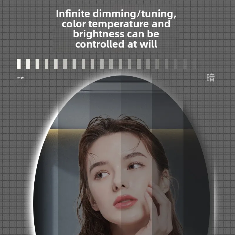 Hotel Mirror Oval Bathroom Cosmetic Mirror with Lamp Toilet Defogging Led Luminous Sensing Touch Bathroom Mirror Smart Mirror