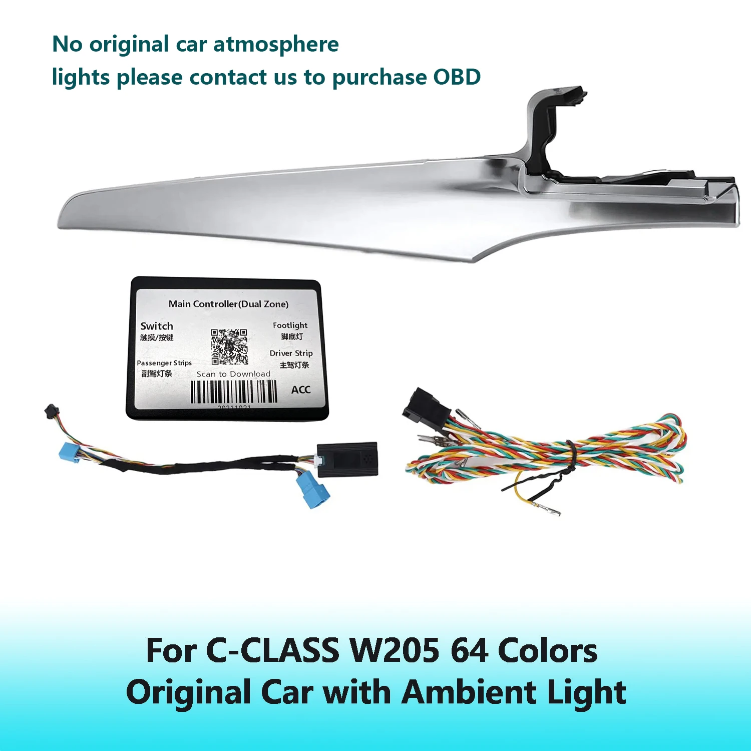 

Fit For Mercedes Benz C Class W205 C205 2019 2020 2021 Passenger Dashboard Cover 64 Color Trim with Ambient Light RHD