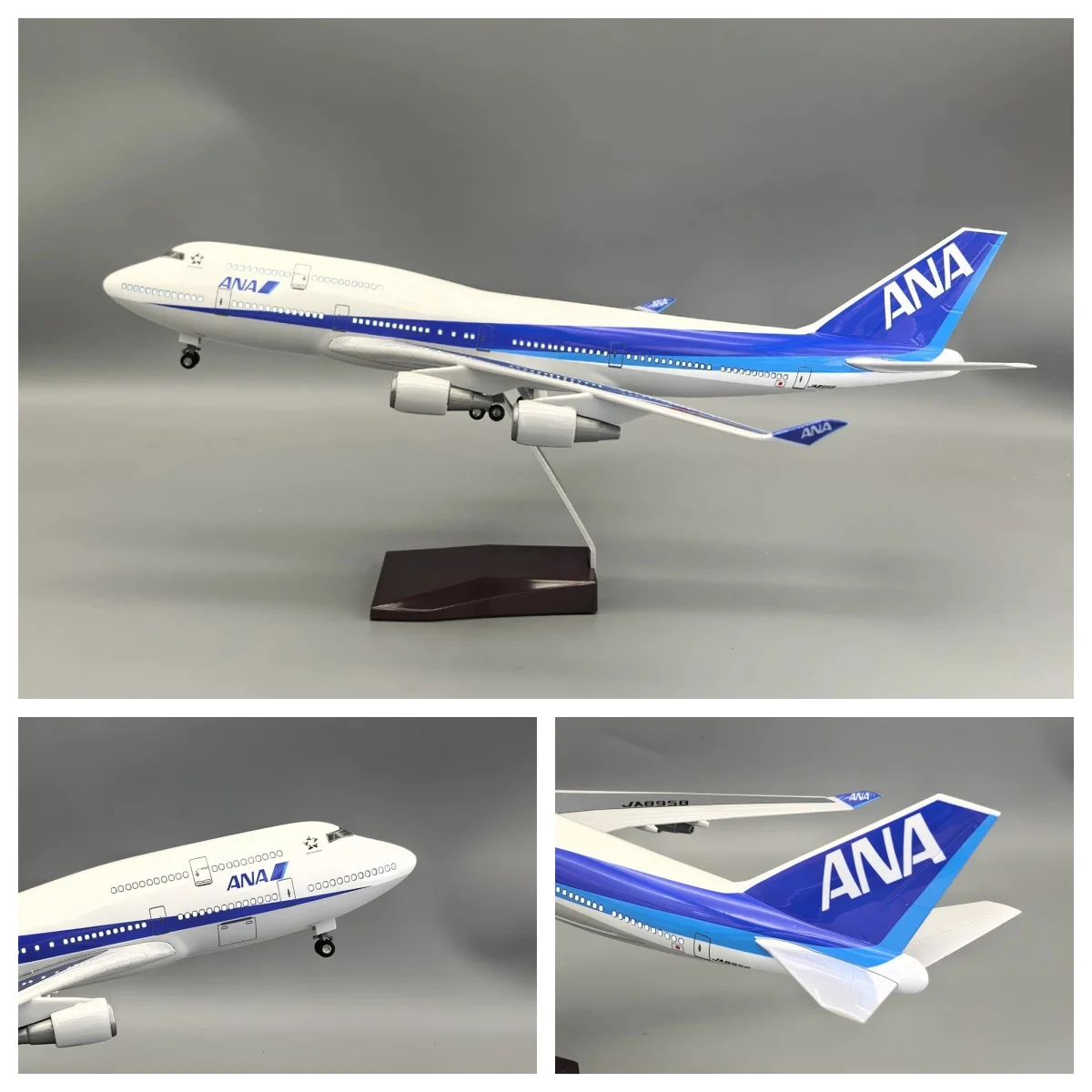 

1:150 Scale Plane 47cm ANA Japan Airlines B747 Resin Aircraft Model With LED Light Display Souvenir Toy Plane For Children